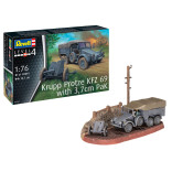 KIT PARA MONTAR REVELL CAMINHÃO KRUPP PROTZE KFZ 69 E CANHÃO ANTI-TANQUE PAK DE 3,7 CM 1/76 61 PEÇAS REV 03344